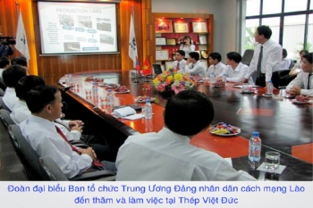 Đoàn đại biểu ban tổ chức Trung Ương Đảng nhân dân cách mạng Lào đến thăm và làm việc tại Thép Việt Đức